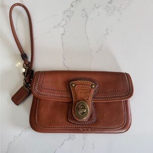 Coach 65th anniversary Leather Wristlet Clutch in Saddle Brown / Gigi